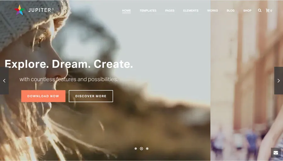 Aperçu du thème Jupiter de Wordpress