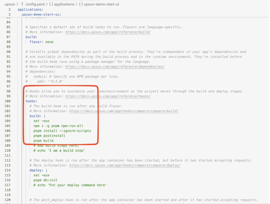 Fichier de configuration - Hook de build